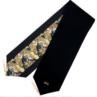 金襴西陣織桌旗-藤花上的扇子（含流蘇吊墜）